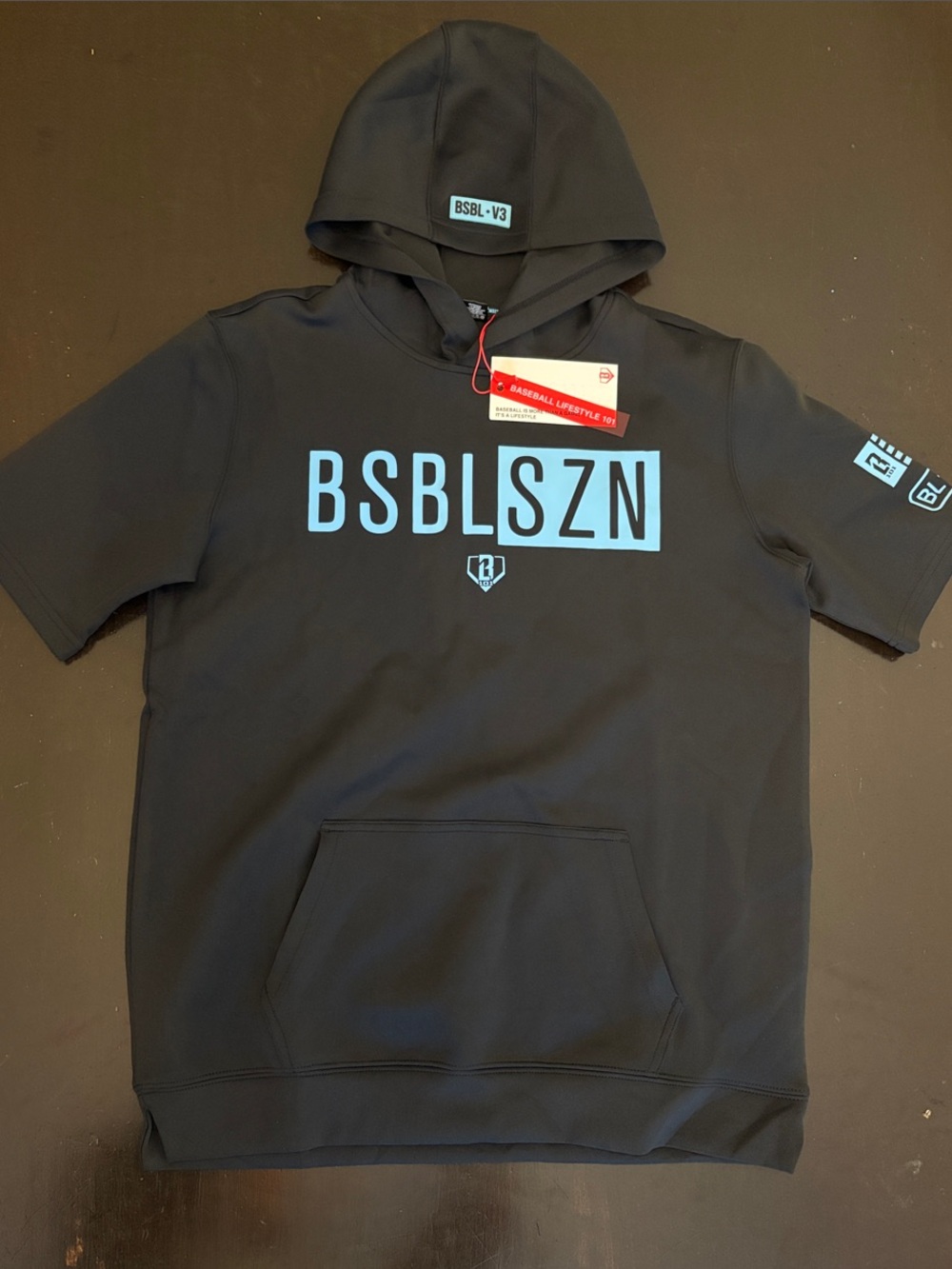 Baseball Lifestyle BSBL SZN Kids Black Short-Sleeve Hoodie youth XL